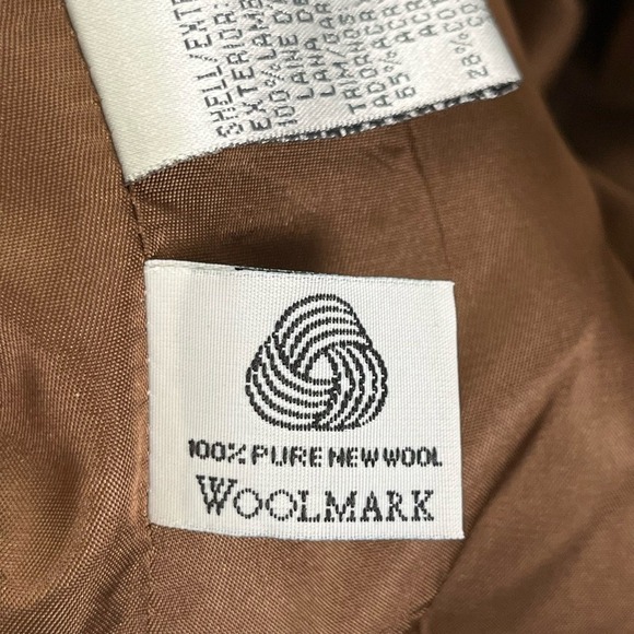 Talbots Faux Fur Collar Wool Herringbone Tweed Button Front Jacket in Brown Sz 8 - Picture 12 of 15